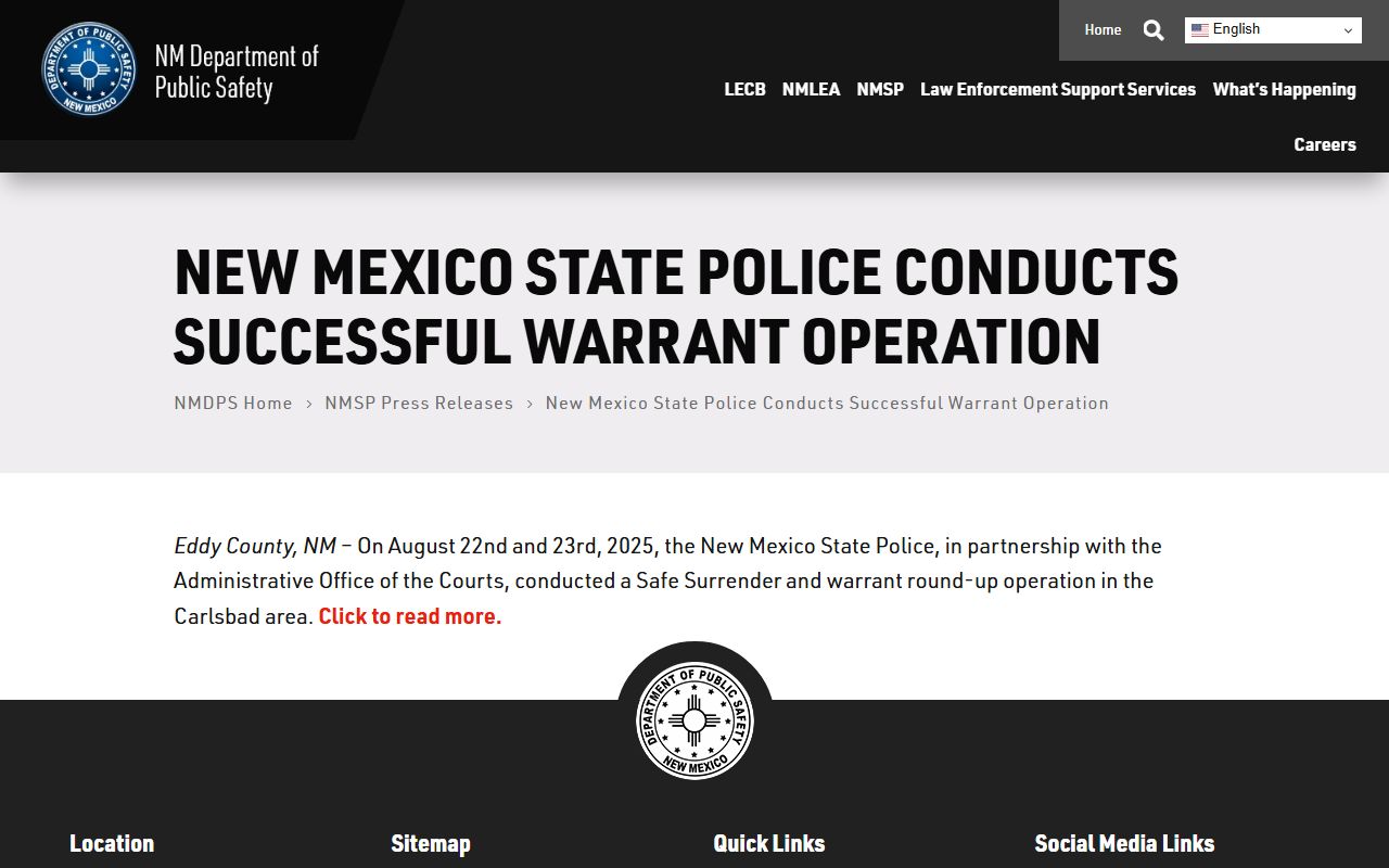 Eddy County arrest records and warrant operation source