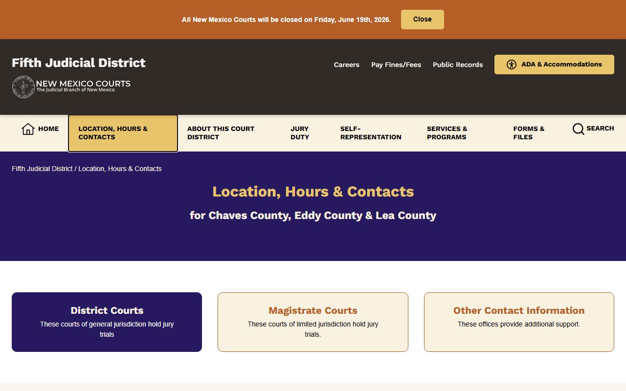 Eddy County District Court location and contact records