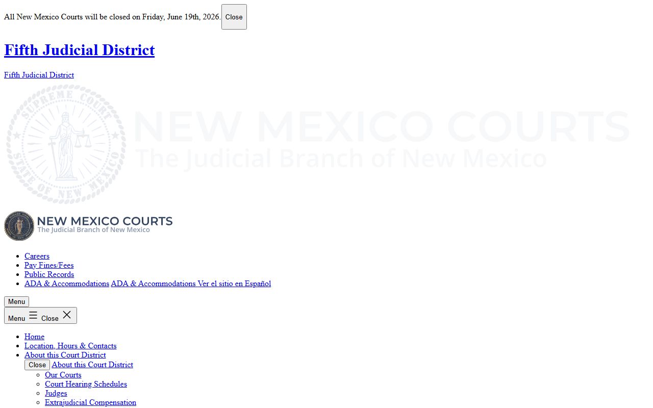 Eddy County District Court Fifth District judges records