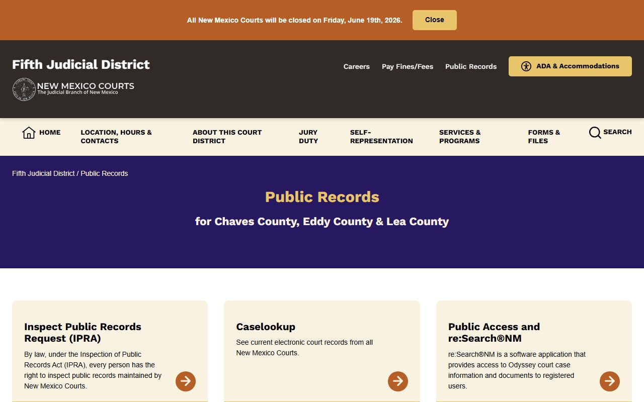 Eddy County court records Fifth District public records page