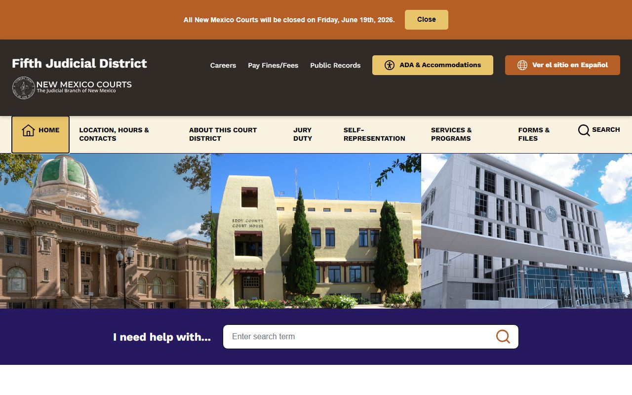 Eddy County Court records Fifth Judicial District homepage