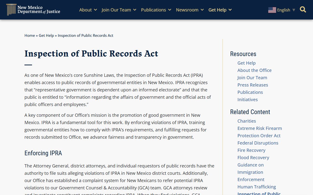 Eddy County court records New Mexico DOJ IPRA overview