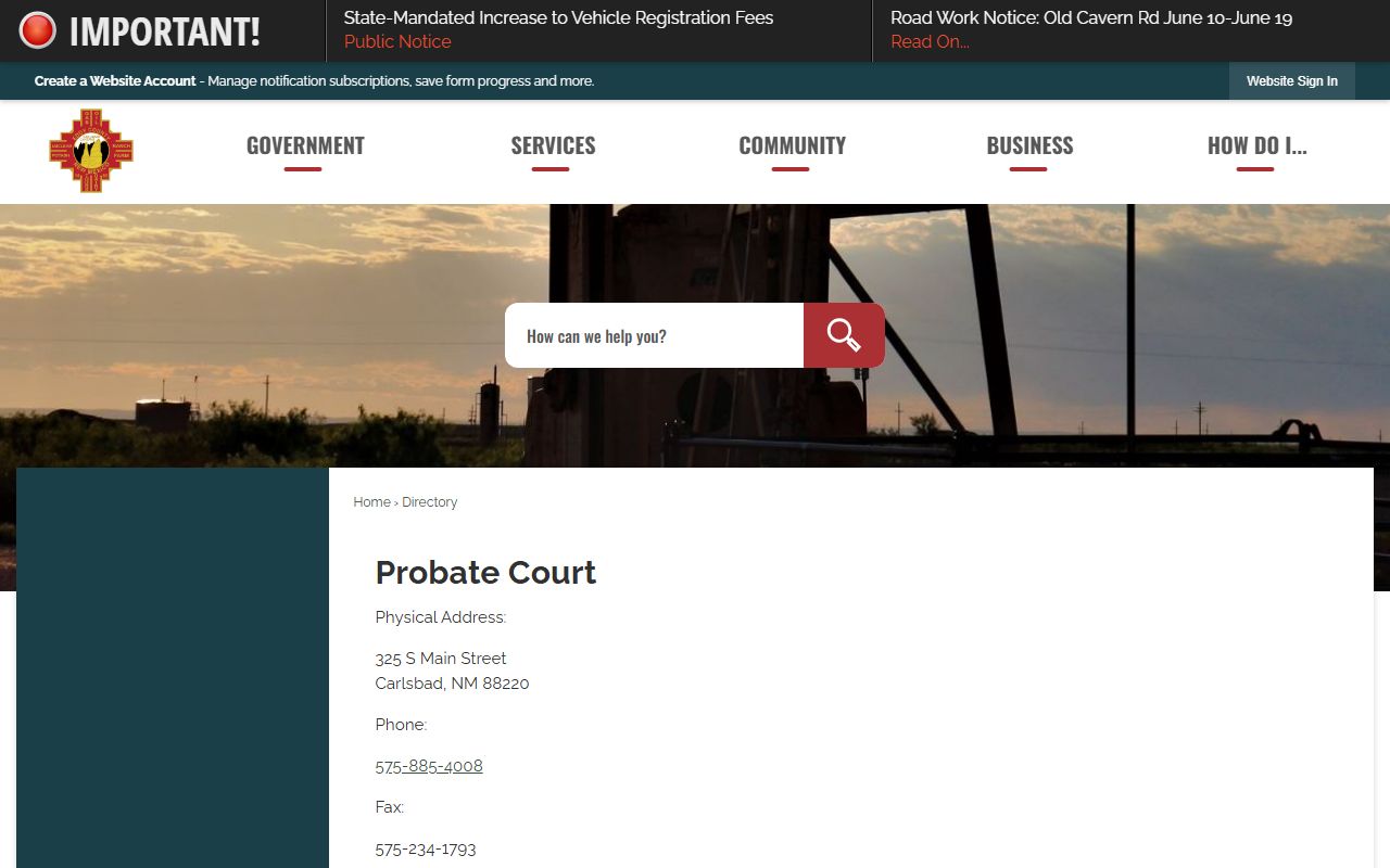 Eddy County probate records directory