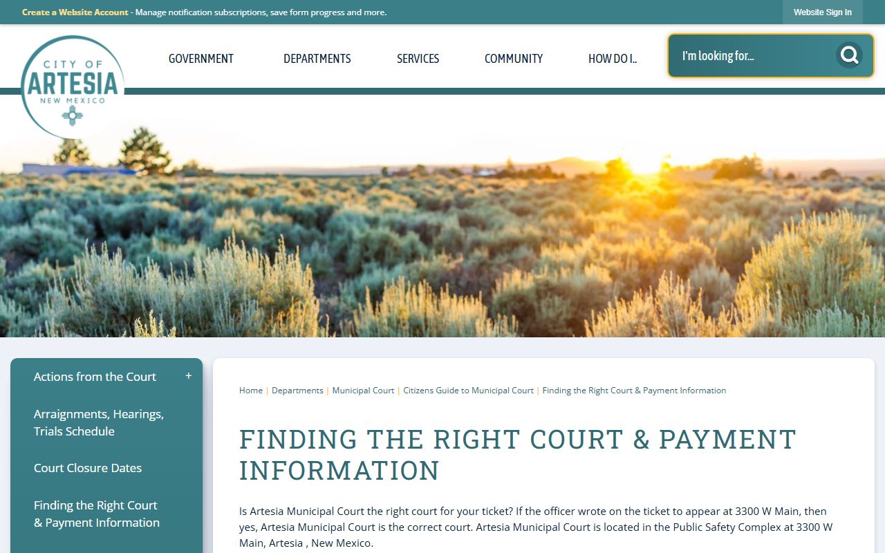 Eddy County traffic court records Artesia payment and court routing